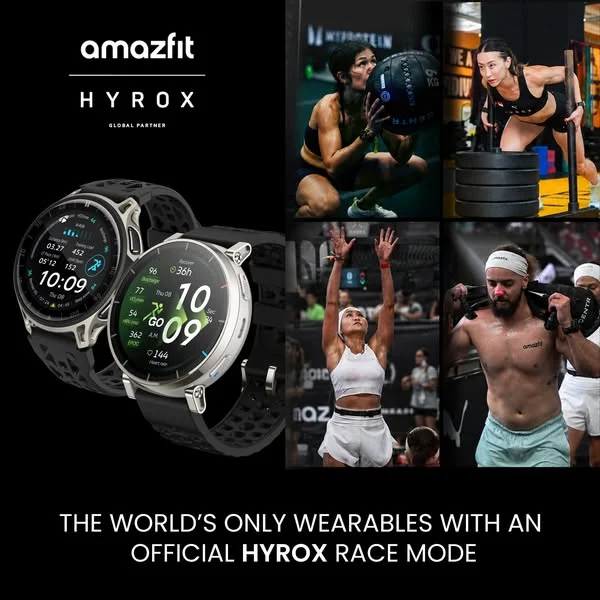 Train. Race. Recover. Repeat. 🏃‍♂️🔥

Built for the HYROX athlete, powered by Amazfit.

Track every run, every station, and every second with the world's only smartwatch featuring an official HYROX Race Mode. From training sessions to race day, get the insights you need to perform at your best.

⌚ Official HYROX Race Mode
📊 Advanced performance & recovery metrics
❤️ Precise heart rate monitoring
🔋 Long-lasting battery life
🏅 Designed for athletes who never settle

Are you ready to take on the challenge?
Shop Now at www.amazfit.com.sg
.
.
#amazfit #HYROX