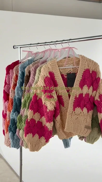 with so many to choose, which hugs & kisses cardigan are you choosing?🌈🧁💕🫂🧚🏻

#cardigan #knitwear #girlhood #fashion #chunkycardigan