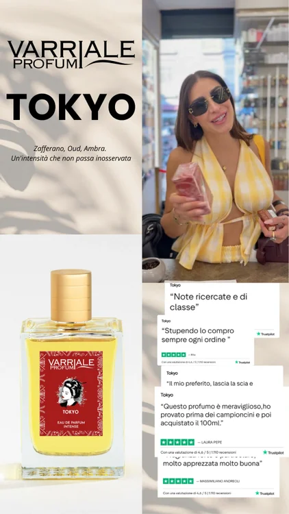Tokyo Presenza intensa e sofisticata • Zafferano, Oud, Ambra.
