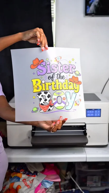 Toy Story season is here! 🤠🚀 Come print some adorable family birthday shirts with me! "Sister of the Birthday Boy" to cowboy and space ranger-inspired designs, these colors are absolutely POPPING! 😍

Printed with the HTVRONT D2 DTF Printer, and the quality speaks for itself Just wait until you see these shirts pressed! 🔥 @htvront

Want your own DTF printer? Check the link in my bio and use code AJ1000 to save $1,000 OFF! 💸✨

#ToyStoryBirthday #CustomBirthdayShirts #DTFPrinting #HTVRONTD2 #BirthdayShirts