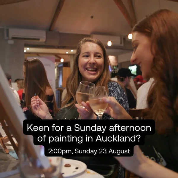 𝗔𝗨𝗖𝗞𝗟𝗔𝗡𝗗'𝘀 𝗨𝗟𝗧𝗜𝗠𝗔𝗧𝗘 𝗦𝗨𝗡𝗗𝗔𝗬 𝗩𝗜𝗕𝗘 𝗜𝗦 𝗛𝗘𝗥𝗘 🍷✨ Grab your friends for a fun, beginner-friendly, guided, creative paint event. Get your tickets before they sell out! 🔥🎨