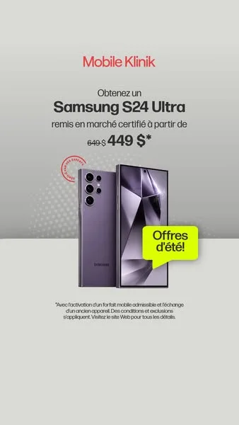 Samsung Galaxy S24 Ultra pour seulement 449 $