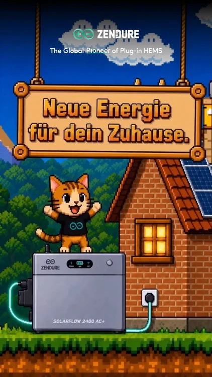 🍄 Neues Level freigeschaltet: Energy Quest! 🎮
😼 Schon mal eine Katze gesehen, die Sonnenstrahlen einfängt – und damit ein ganzes Haus mit Strom versorgt? ☀️🔋

Zendure: The Global Pioneer of Plug‑in HEMS.

#Zendure #TheGlobalPioneerofPluginHEMS #ZenplusHome #SolarFlow #PluginHEMS #Gaming #RetroGaming #PixelArt #Reels #Solarenergie #SmartEnergy #GameOn