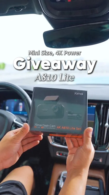 Just unboxed the all-new #70mai #4KA810Lite, and it’s officially #Giveaway time! 🎁

Lite on size, strong in 4K detail. This is our most compact #4K and #4G #Dashcam, packing super night vision and smart security invisibly behind your mirror.

Time to upgrade your car setup? This is your sign.

Here is how to enter:
1. Follow @70mai_official
2. Like this post
3. Comment: What’s the hardest part of night driving?
4. Share this post to your Story and tag us

Winner will be announced on May 31st. Good luck! 🚗