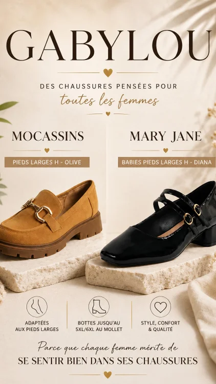 Quand le confort rencontre enfin le style… 💕✨

@gabylou_shoes propose des chaussures pensées pour toutes les femmes, avec une vraie attention portée aux pieds larges et au confort au quotidien.

Des mocassins élégants aux Mary Jane modernes, chaque modèle est conçu pour allier style, maintien et bien-être 💫

👣 Adaptées aux pieds larges
✨ Design élégant et intemporel
💛 Confort pensé pour être porté toute la journée
👠 Disponible aussi pour différentes morphologies

🎁 Code promo : MIAMOREANDMORE10

Dites-moi en commentaire votre modèle préféré 👇😍

#Gabylou #ChaussuresFemme  #PiedsLarges #mamanblogueuse #creatriceugc