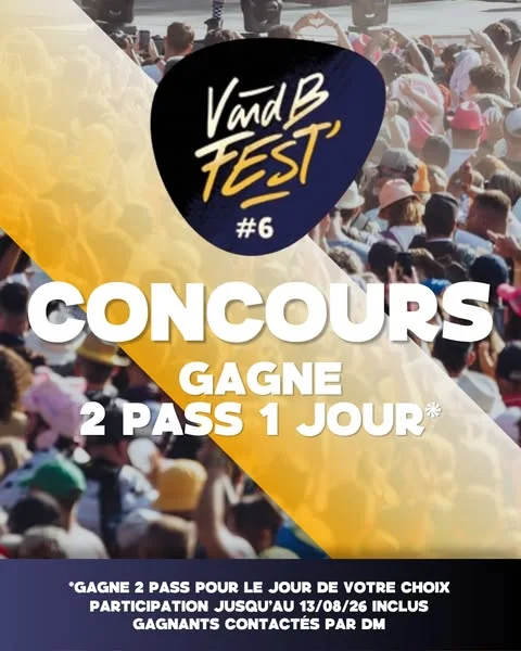 🎟️ CONCOURS V AND B FEST’ 2026 🎟️
Cette année encore, Brussels Beer Project est partenaire du V and B Fest’ et vous fait gagner vos places pour vivre le festival avec nous ! 🍻🎶

À gagner : 10 pass 1 jour pour 5 gagnants
Chaque gagnant remportera 2 pass pour le jour de son choix, dans la limite des places encore disponibles au moment de l’attribution.

📅 Du 20 au 23 août 2026
🎁 5 gagnants de 2 pass

Pour participer :
👉 Suivez Brussels Beer Project et le V and B Fest’
👉 Likez cette publication
👉 Identifiez en commentaire la personne avec qui vous voulez venir
⏳ Participation jusqu’au 13 août 2026 inclus.

Les gagnants seront contactés uniquement par message privé depuis le compte officiel Brussels Beer Project.
Bonne chance à toutes et à tous ! 🍀

Répartition des places disponibles : 4 pass pour le jeudi, 2 pour le vendredi, 2 pour le samedi et 2 pour le dimanche.

WINACTIE V AND B FEST’ 2026 
Brussels Beer Project geeft 5 winnaars elk 2 dagpassen voor V and B Fest’ cadeau!
Volg Brussels Beer Project en V and B Fest’, like deze post en tag de persoon met wie je wilt gaan.
Deelnemen kan t.e.m. 13 augustus 2026. De winnaars worden uitsluitend via een privébericht van het officiële Brussels Beer Project-account gecontacteerd.
Beschikbare tickets: 4 voor donderdag, 2 voor vrijdag, 2 voor zaterdag en 2 voor zondag.